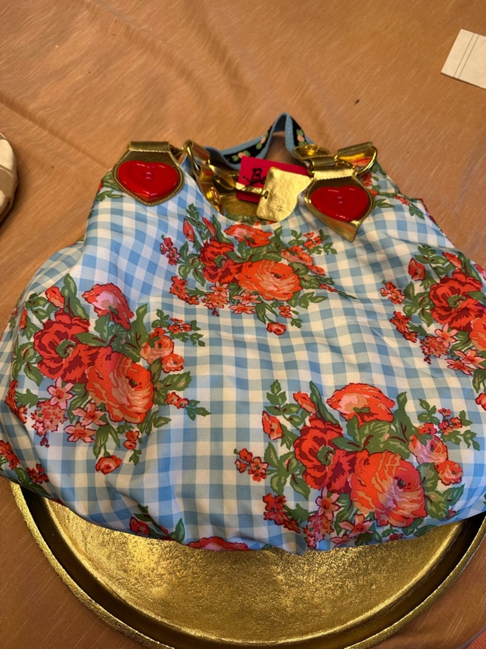 Betsey Johnson Betseyville Blue Gingham Floral Rose Heart Purse Bag Vintage NWT - Picture 4 of 7